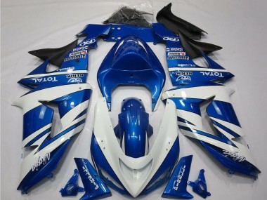 Online Azul Blanco Negro Carenado Moto Kawasaki ZX10R 2006-2007
