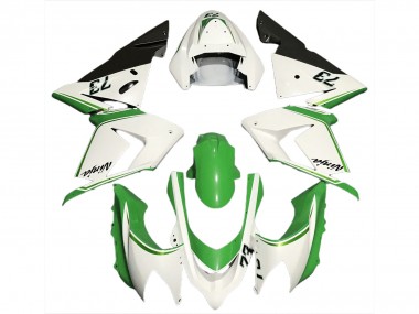 Online Blanco Brillante Verde Carenado Moto Kawasaki ZX10R 2004-2005