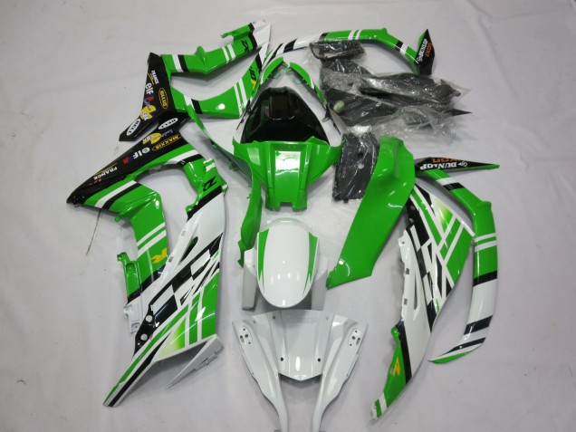 Online Blanco Verde Amarillo Negro Maxxis Dunlop Carenado Moto Kawasaki ZX10R 2011-2015