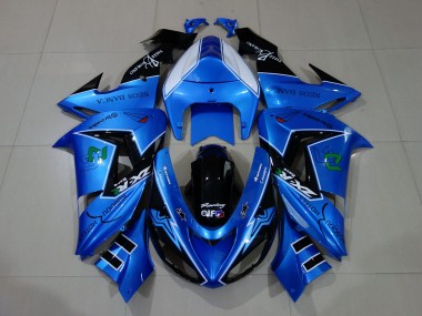 Online Azul Líquido Negro Brillante Carenado Moto Kawasaki ZX10R 2006-2007