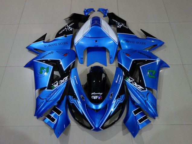 Online Azul Líquido Negro Brillante Carenado Moto Kawasaki ZX10R 2006-2007