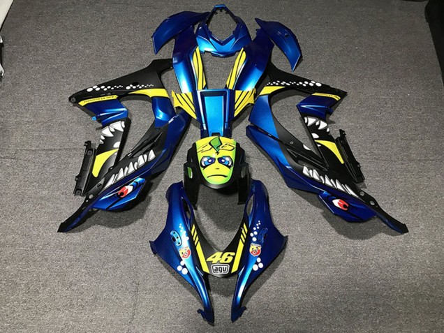 Online Azul Metalizado Amarillo Tiburón 46 Carenado Moto Kawasaki ZX10R 2016-2020