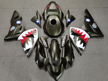 Online Verde Militar Tiburón Carenado Moto Kawasaki ZX10R 2004-2005