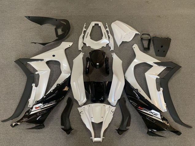 Online Blanco Perla Negro Brillante Negro Mate Carenado Moto Kawasaki ZX10R 2011-2015