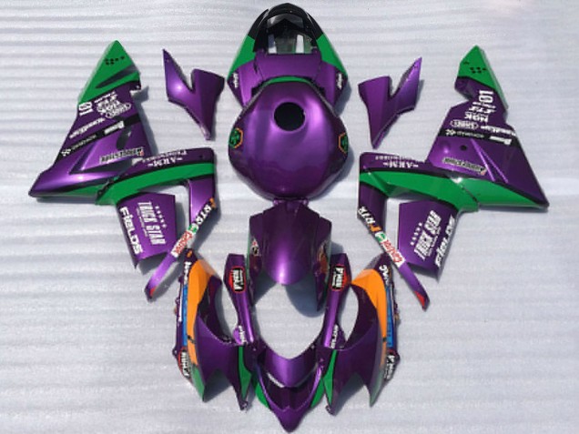 Online Púrpura Verde Trick Star Carenado Moto Kawasaki ZX10R 2004-2005