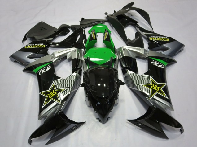 Online Gris Verde Negro Rockstar Carenado Moto Kawasaki ZX10R 2008-2010