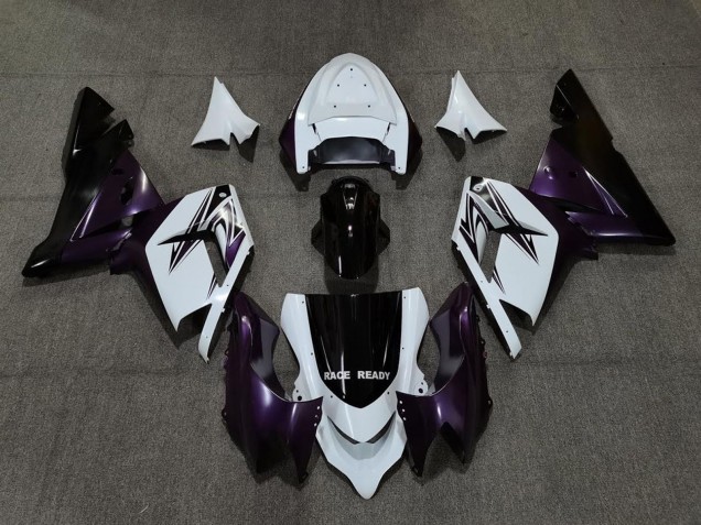 Online Blanco Púrpura Negro Carenado Moto Kawasaki ZX10R 2004-2005