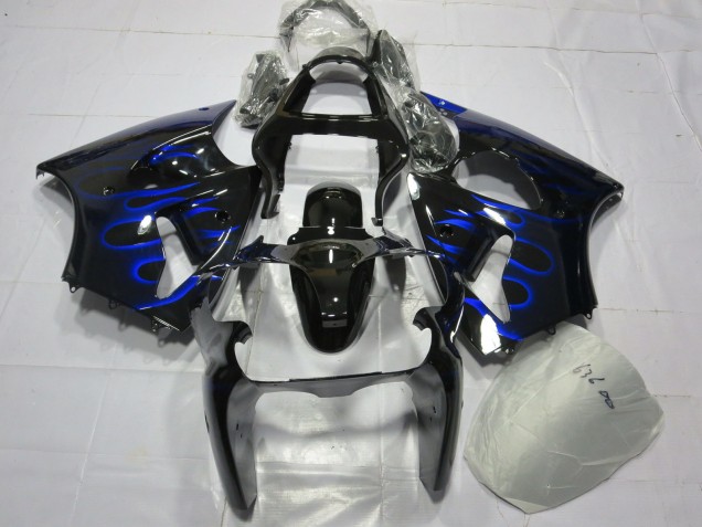 Online Negro Brillante Azul Llama Carenados Moto Kawasaki ZX6R 2000-2002