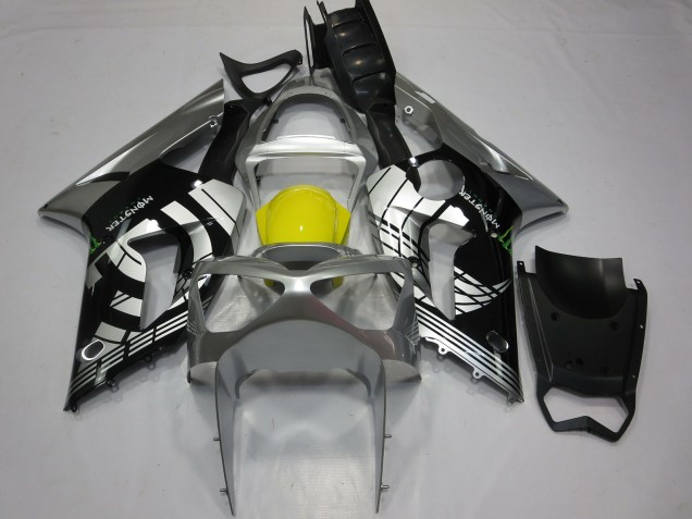 Online Plata Amarillo Negro Brillante Carenado Moto Kawasaki ZX6R 2003-2004