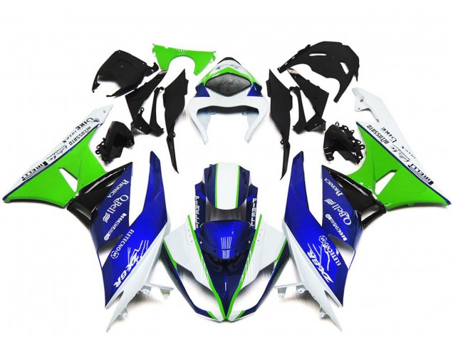 Online Blanco Verde Azul Negro Carenado Moto Kawasaki ZX6R 2009-2012
