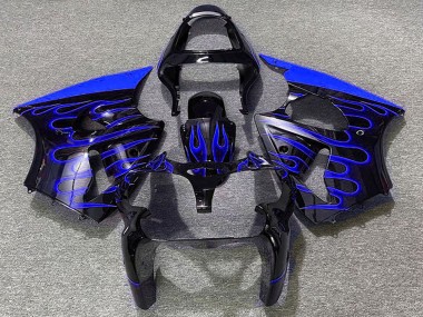 Online Negro Brillante Azul Llama Carenado Moto Kawasaki ZX6R 2000-2002