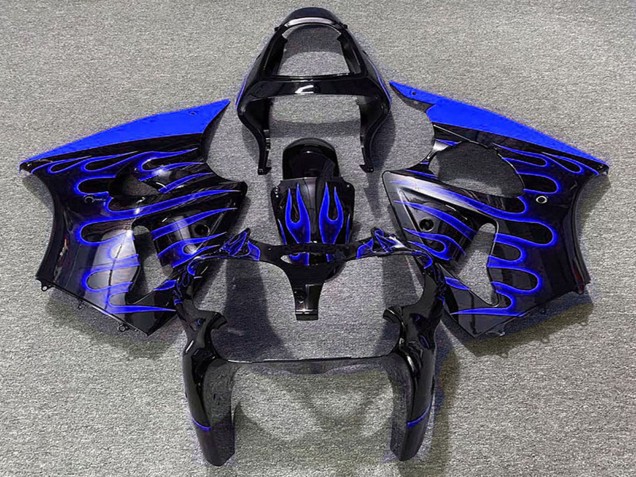 Online Negro Brillante Azul Llama Carenado Moto Kawasaki ZX6R 2000-2002