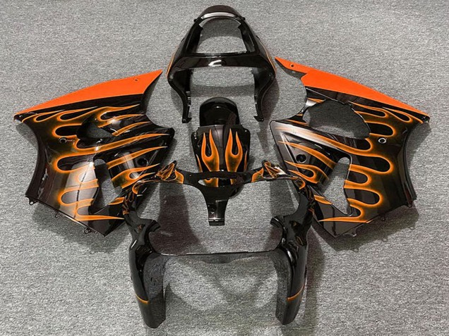 Online Negro Brillante Naranja Llama Carenado Moto Kawasaki ZX6R 2000-2002