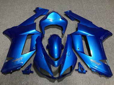 Online Azul Brillante Chrome Logo Carenado Moto Kawasaki ZX6R 2007-2008