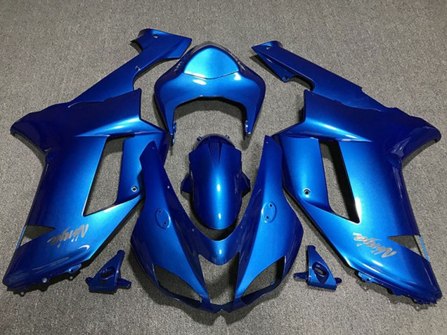 Online Azul Brillante Chrome Logo Carenado Moto Kawasaki ZX6R 2007-2008