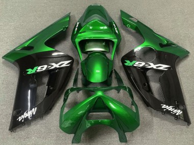 Online Verde Negro Brillante Carenado Moto Kawasaki ZX6R 2003-2004