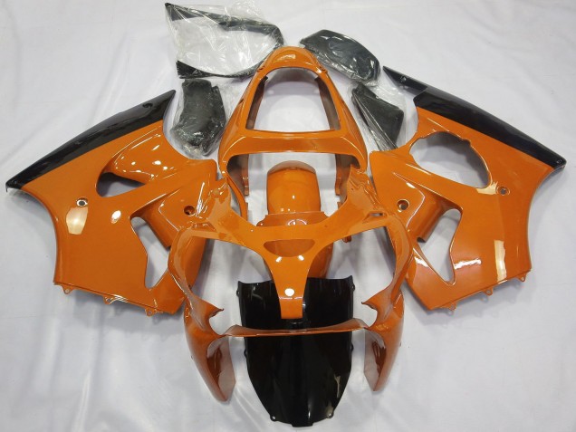 Online Naranja Negro Brillante Carenado Moto Kawasaki ZX6R 2000-2002