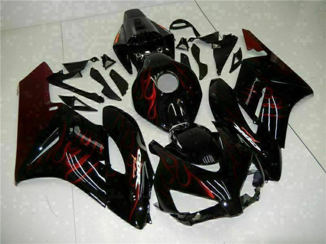Online Negro Brillante Rojo Llama Carenado Moto Honda CBR1000RR 2004-2005