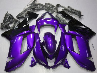 Online Púrpura Brillante Negro Carenado Moto Kawasaki ZX6R 2007-2008
