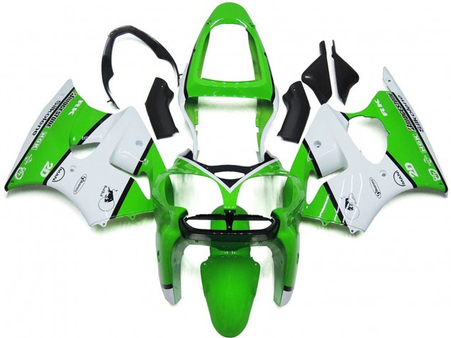 Online Blanco Verde Negro Bridgestone Silkolene Carenado Moto Kawasaki ZX6R 2000-2002
