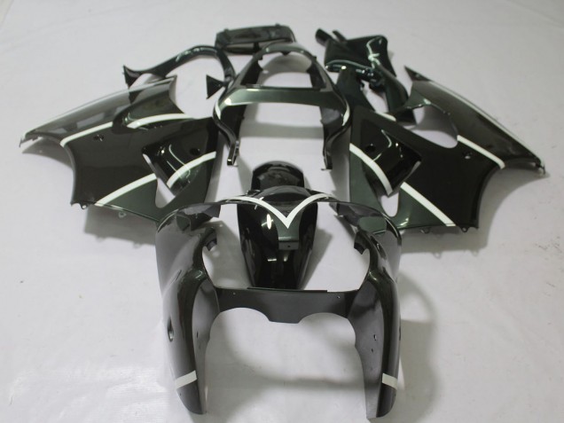 Online Negro Brillante Blanco Carenado Moto Kawasaki ZX6R 2000-2002