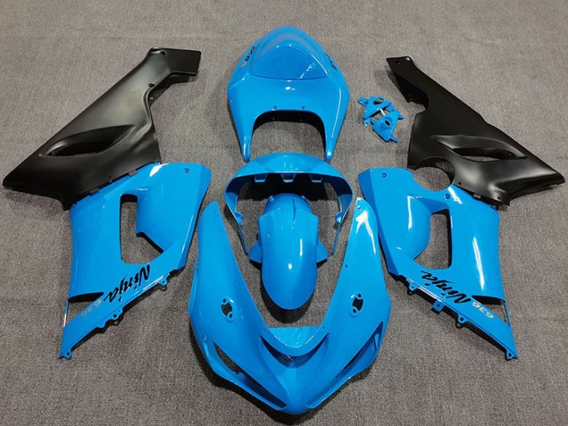 Online Vibrant Azul Negro Mate Carenado Moto Kawasaki ZX6R 2005-2006