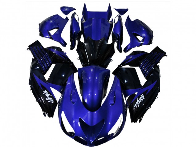 Online Azul Negro Brillante Blanco Ninja Carenado Moto Kawasaki ZX14R 2006-2011