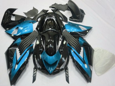 Online Azul Claro Negro Brillante Carenado Moto Kawasaki ZX14R 2006-2011