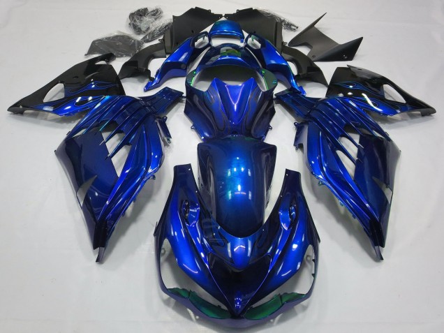 Online Carenados Moto Kawasaki ZX14R ZZR1400 2012-2024 - Azul Negro Brillante