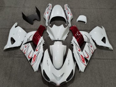 Online Blanco Rojo Llama Carenado Moto Kawasaki ZX14R 2006-2011
