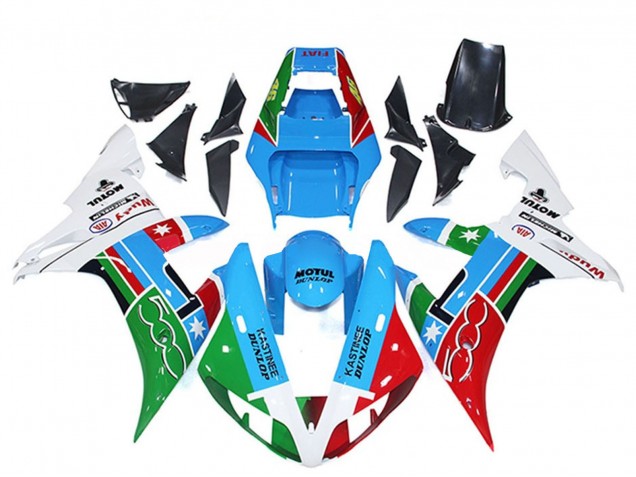 Online Blanco Azul Rojo Verde Motul Michelin Dunlop Carenado Moto Yamaha R1 2002-2003
