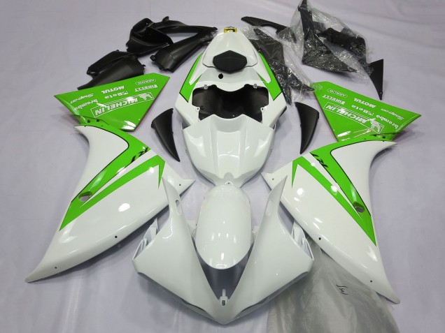Online Blanco Verde Carenado Moto Yamaha R1 2012-2014