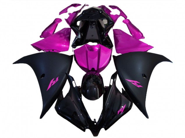 Online Negro Brillante Negro Mate Rosa Carenado Moto Yamaha R1 2012-2014