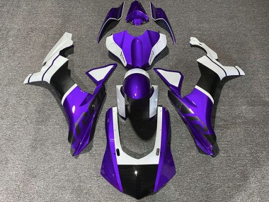 Online Blanco Púrpura FibraCarbono Accents Carenado Moto Yamaha R1 2015-2019