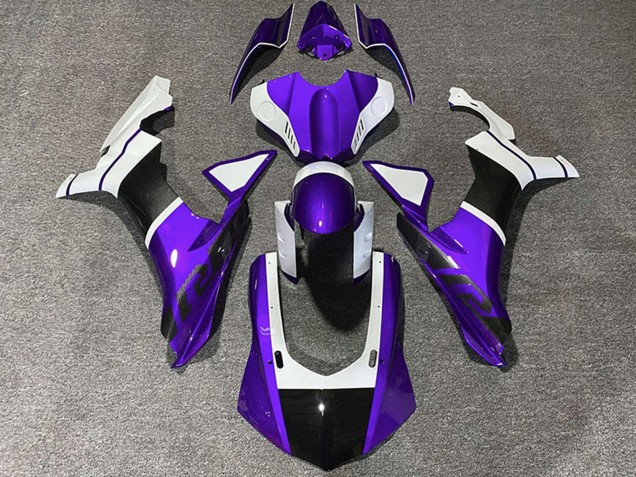 Online Blanco Púrpura FibraCarbono Accents Carenado Moto Yamaha R1 2015-2019