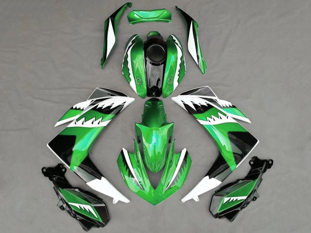 Online Verde Blanco Negro Tiburón Carenado Moto Yamaha R3 2015-2018