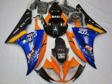 Online Naranja Azul Negro Brillante Castrol Carenado Moto Yamaha R6 2006-2007