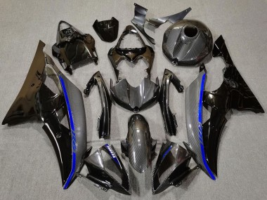 Online Negro Brillante FibraCarbono Estilo Azul Carenado Moto Yamaha R6 2008-2016