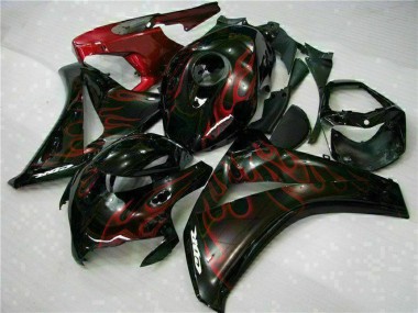 Online Negro Brillante Rojo Llama Kits Carenados Moto Honda CBR1000RR 2008-2011