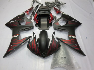 Online Negro Mate Rojo Llama Carenado Moto Yamaha R6 2003-2004