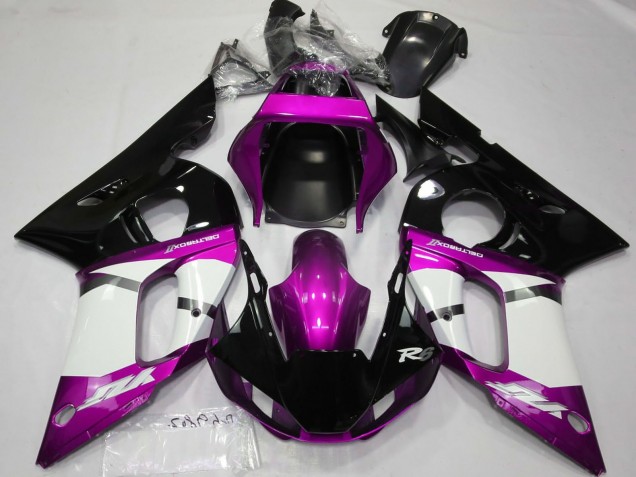 Online Púrpura Blanco Negro Brillante Carenado Moto Yamaha R6 1998-2002