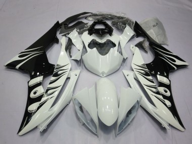Online Blanco Negro Brillante Llama Carenado Moto Yamaha R6 2008-2016