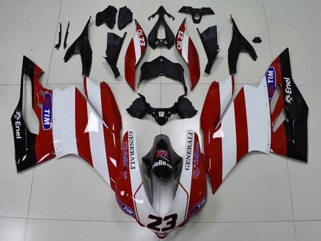 Online Blanco Rojo Negro Brillante Generali Tim 23 Carenado Moto Ducati 959 1299 2015-2020