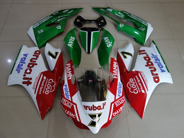 Online Blanco Rojo Verde Fiamm 7 Carenado Moto Ducati 899 1199 2011-2014