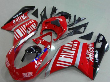 Online Plata Rojo Negro Brillante Alice Sandisk Carenado Moto Ducati 848 1098 1198 2007-2014
