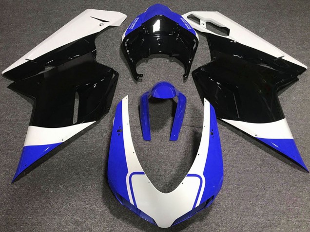 Online Blanco Azul Negro Brillante Carenados Moto Ducati 848 1098 1198 2007-2014