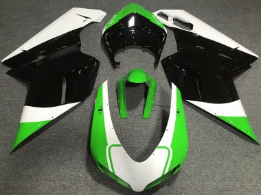 Online Blanco Verde Negro Brillante Carenado Moto Ducati 848 1098 1198 2007-2014
