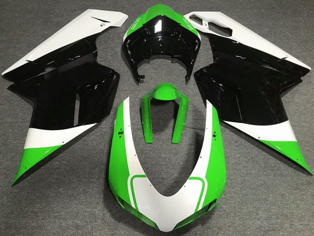 Online Blanco Verde Negro Brillante Carenado Moto Ducati 848 1098 1198 2007-2014