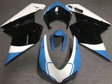 Online Blanco Azul Negro Brillante Carenado Moto Ducati 848 1098 1198 2007-2014