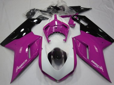 Online Rosa Blanco Negro Brillante Carenado Moto Ducati 1098 2007-2014